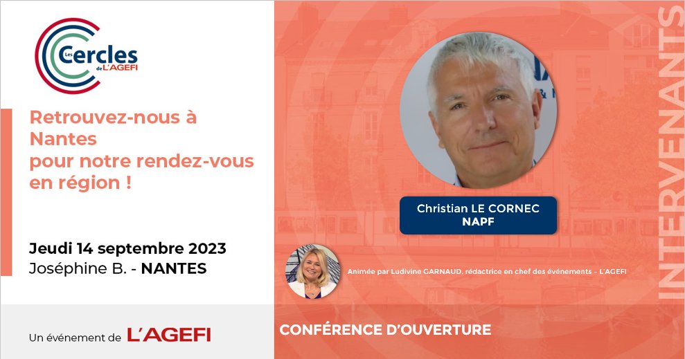 #CerclesAgefi à Nantes - 📆 14 septembre
Inscription : bit.ly/3ITBCws
[CONFÉRENCE D'OUVERTURE] Animée par <a href="/LudivineGarnaud/">Ludivine Garnaud</a> - <a href="/AgefiFrance/">L'AGEFI</a>
📌Intervention de <a href="/ChLeCornec/">Christian Le Cornec</a> - <a href="/NAPFgrandouest/">NAPF</a>