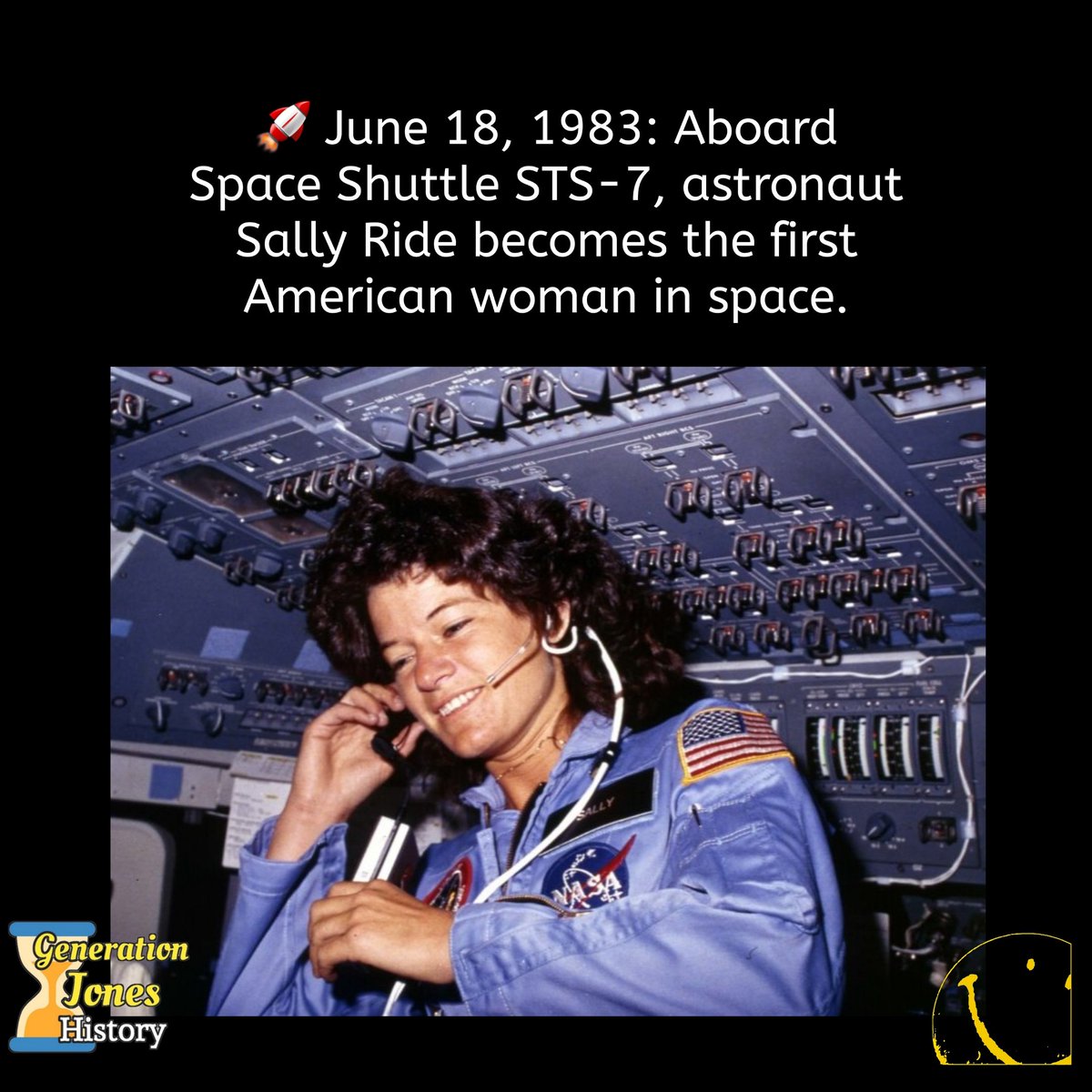 🚀 June 18, 1983

#womenshistory #spaceexploration #nasa #astronaut #sallyride #spaceshuttle #1980s 
#generationjones #generationx #babyboom