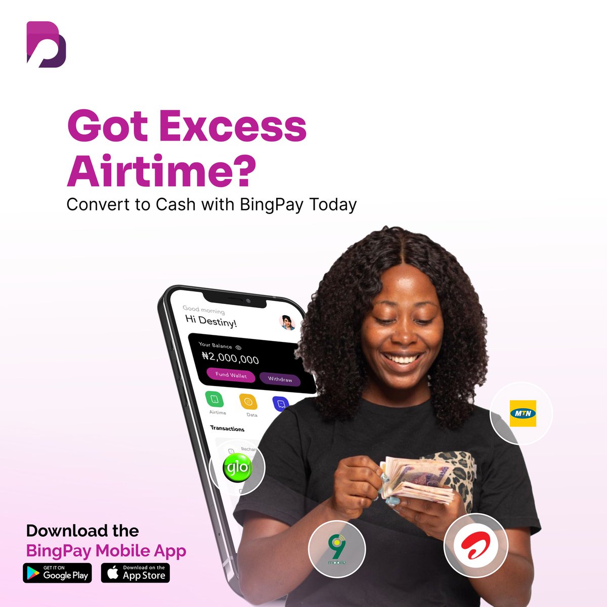 bingpayng's tweet photo. Got more airtime than you need? Trade it for instant cash with Bingpay today https://t.co/dfjQvN1RGC