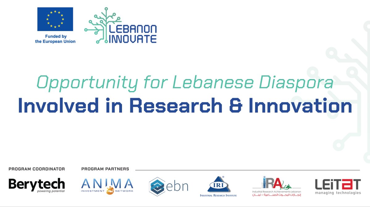 #ANIMAProject #LebanonInnovate We are looking for Lebanese influential diaspora members &amp; networks! Do you think that this could be you? 
More info &amp; application here ➡️ shorturl.at/arAY8Or 
Tag someone that would be interested! 

@ebn #IRI #LIRA