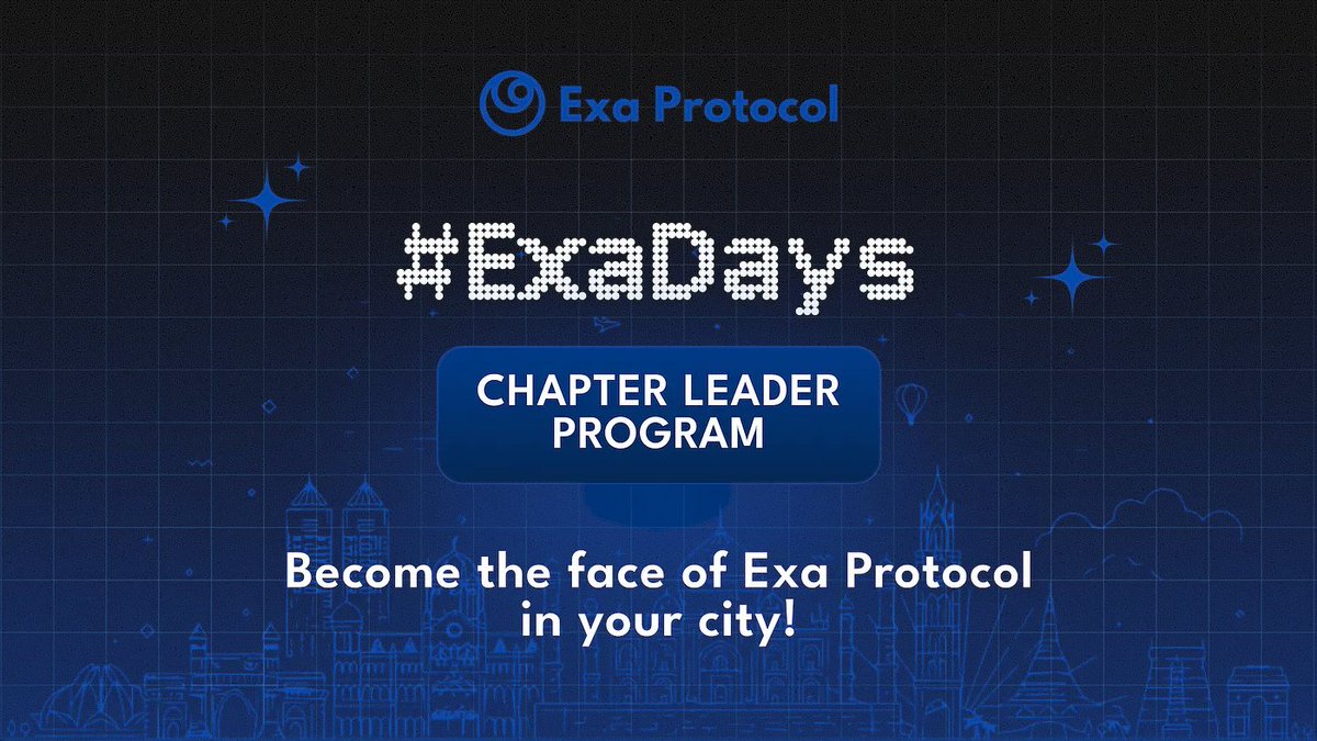 📢 #ExaDays is here! 🚨

The second phase of #ExaDays, our pan-India meetup series is here 🥳

We are expanding its reach to 16 additional cities across India 👀

And, here's your chance to become the face of Exa Protocol in your city!

Learn more about #ExaDays 🚀🧵