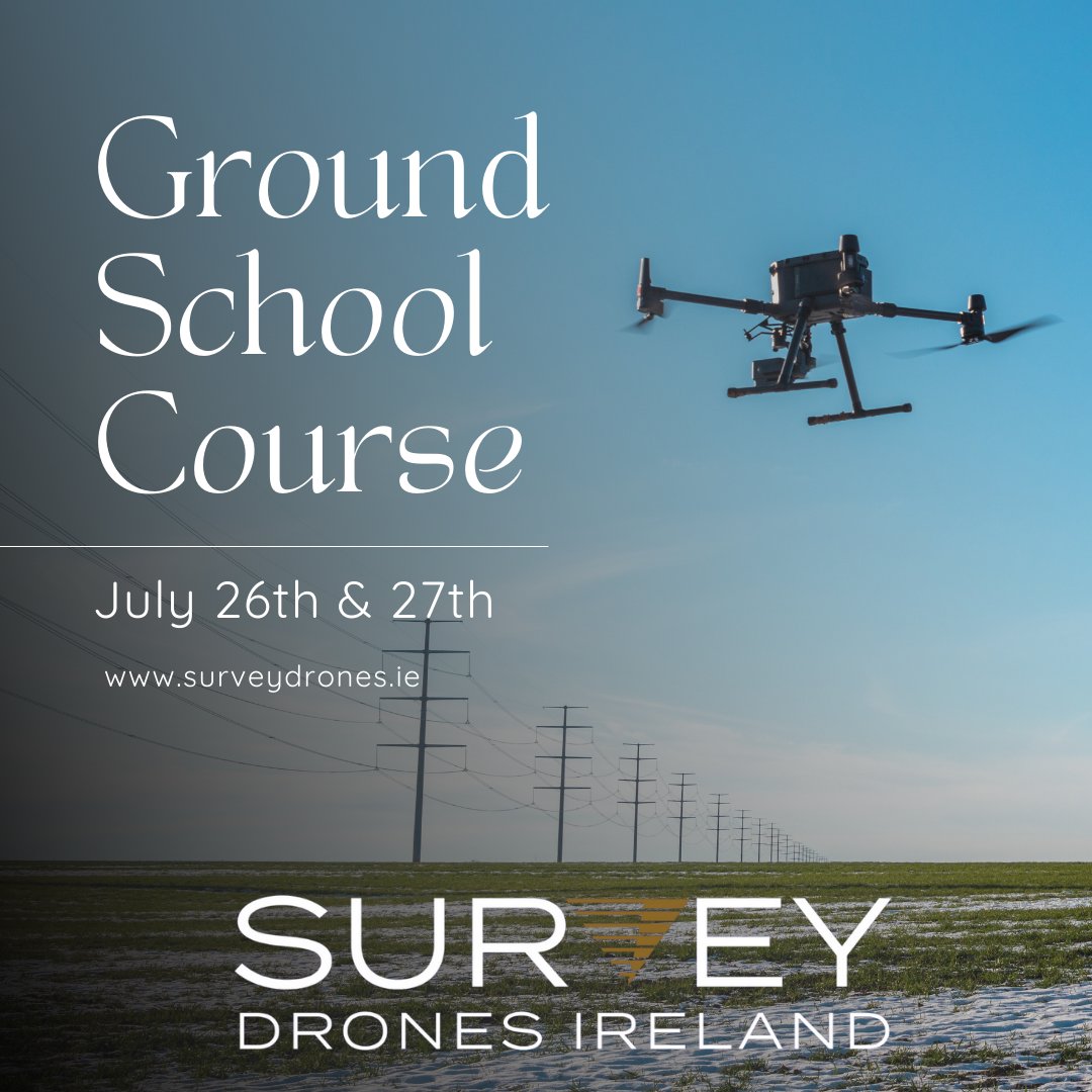 SurveydronesI's tweet photo. Join us for our Ground School Course on July 26th  &amp; 27th and put your hands-on experience with the latest #drone technology. 
Part funding available!
https://t.co/Tep5Qgm9mv 
#DJI #GroundSchool #Survey #Drones #Ireland #DJI #DroneTraining #Flight #EASA #Construction #IAA #UAV https://t.co/E5zB9x0wQM