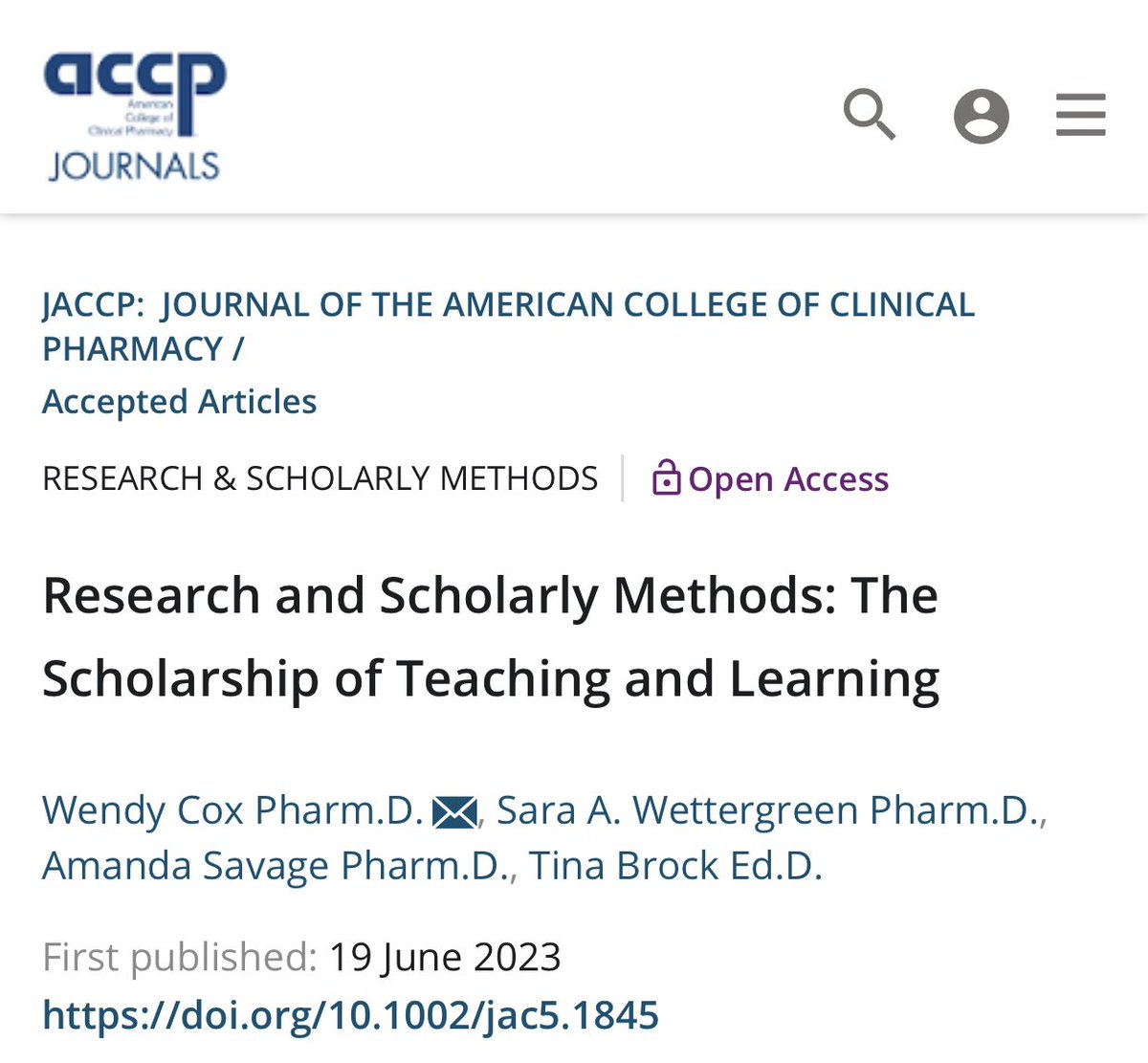 .<a href="/wendyccox98/">Wendy Cox</a>, <a href="/SaraWettergreen/">Sara Wettergreen</a>, Amanda Savage, &amp; I wrote this piece to help new pharmacy academics not feel as lost as we all did when moving conceptually from clinician-educator (Ce) to educator-clinician (Ec). accpjournals.onlinelibrary.wiley.com/share/TXEFY2KJ…