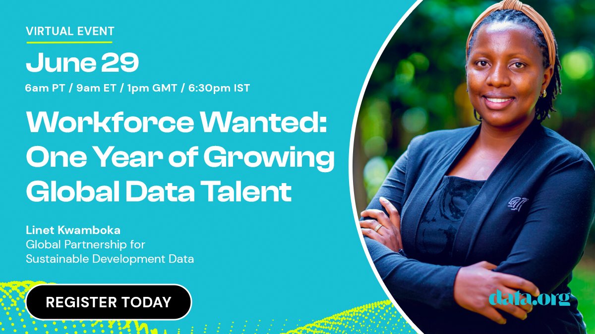 DataDotOrg's tweet photo. THIS THURSDAY, June 29, don't miss your chance to hear from @LinetKwambokaN of @Data4SDGs (GPSDD) on launching the first #Africa Capacity Accelerator Network cohort! 🚀
Register today: https://t.co/2aJQ7LVbf0
#DataDrivesImpact #WorkforceWanted https://t.co/itU77DzKmO