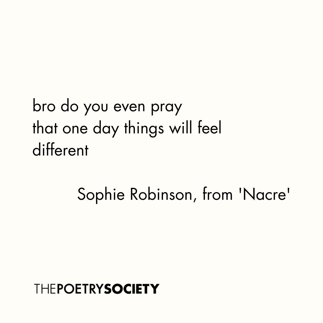 Happy #Pride! 

This is an extract from Sophie Robinson's 'Nacre', a section of which was published in #ThePoetryReview Summer 2023.

You can read the full poem in The Poetry Review: bit.ly/ThePoetryReview

Or on our website here: poems.poetrysociety.org.uk/poems/from-mot…
