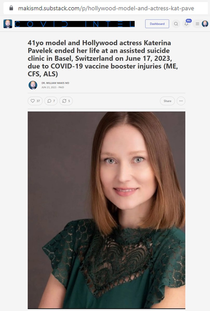 NEW ARTICLE: 41 year old model and Hollywood actress Katerina Pavelek ended her life at an assisted suicide clinic in Basel, Switzerland on June 17, 2023, 

due to COVID-19 vaccine booster injuries (ME, CFS, ALS)

Myalgic encephalomyelitis/chronic fatigue syndrome (ME/CFS)…