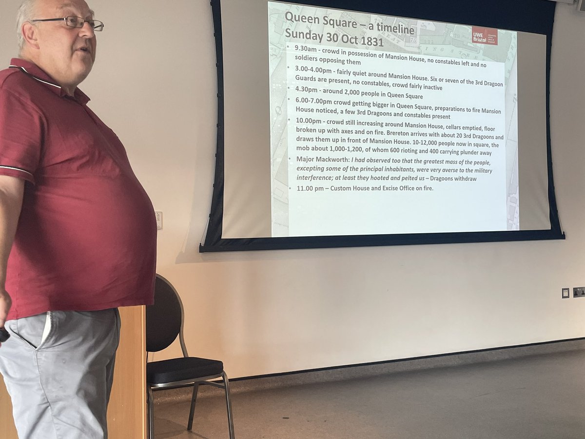 @RegionalHistory <a href="/UWEriot1831/">UWE Bristol 1831 Reform Riots Project</a> Now Roger Ball <a href="/UWEriot1831/">UWE Bristol 1831 Reform Riots Project</a> explains the timeline of events in Queen’s Square, the nature of the targets, the limits of behaviour, and the massacre by troops in the 1831 Bristol riot