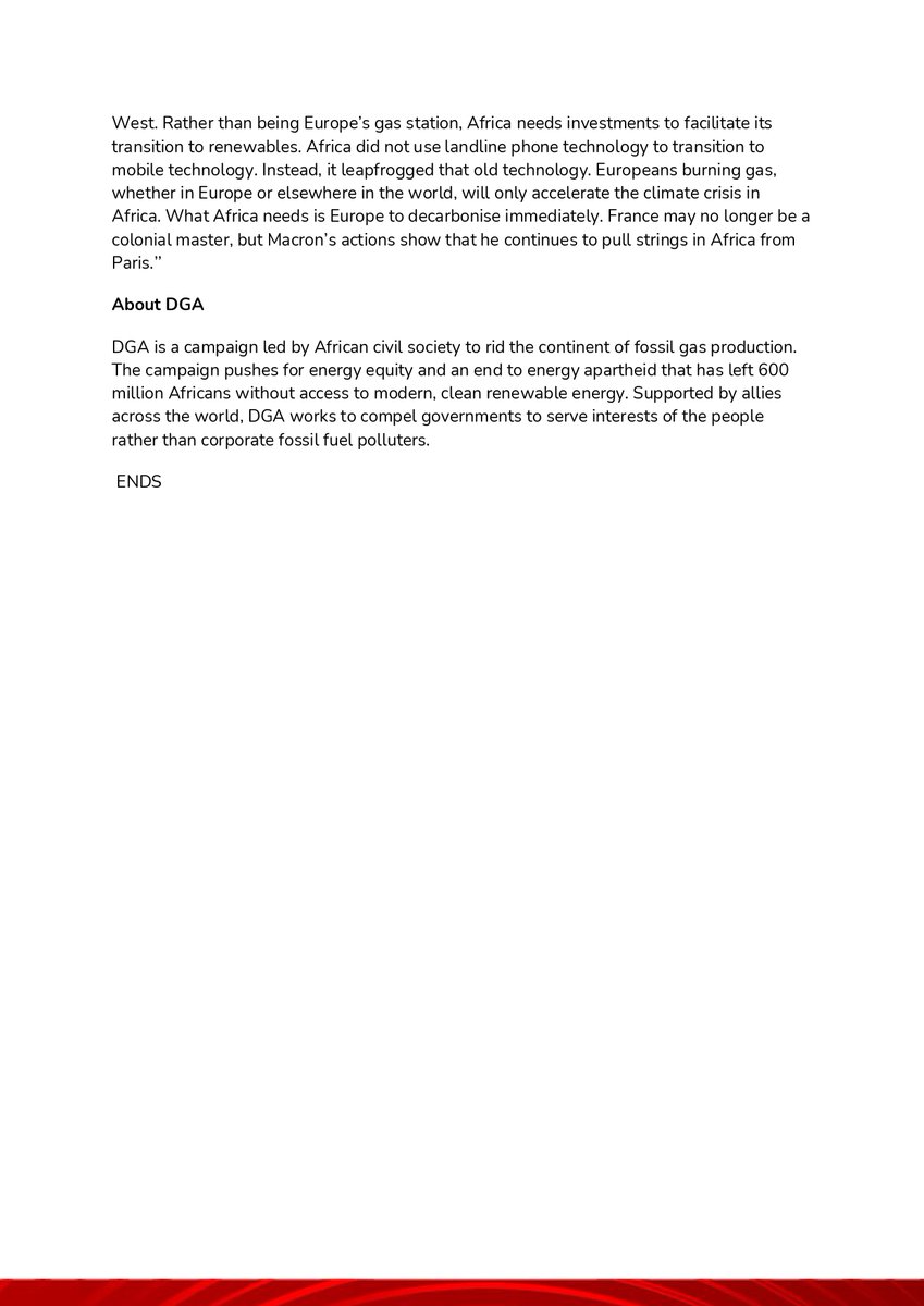 PRESS RELEASE: While Senegal's #climatefinance  is commendable, we find that Clause 7 of JETP is suspect and detrimental to global efforts to transition from #FossilFuels  to clean and sustainable energy forms.