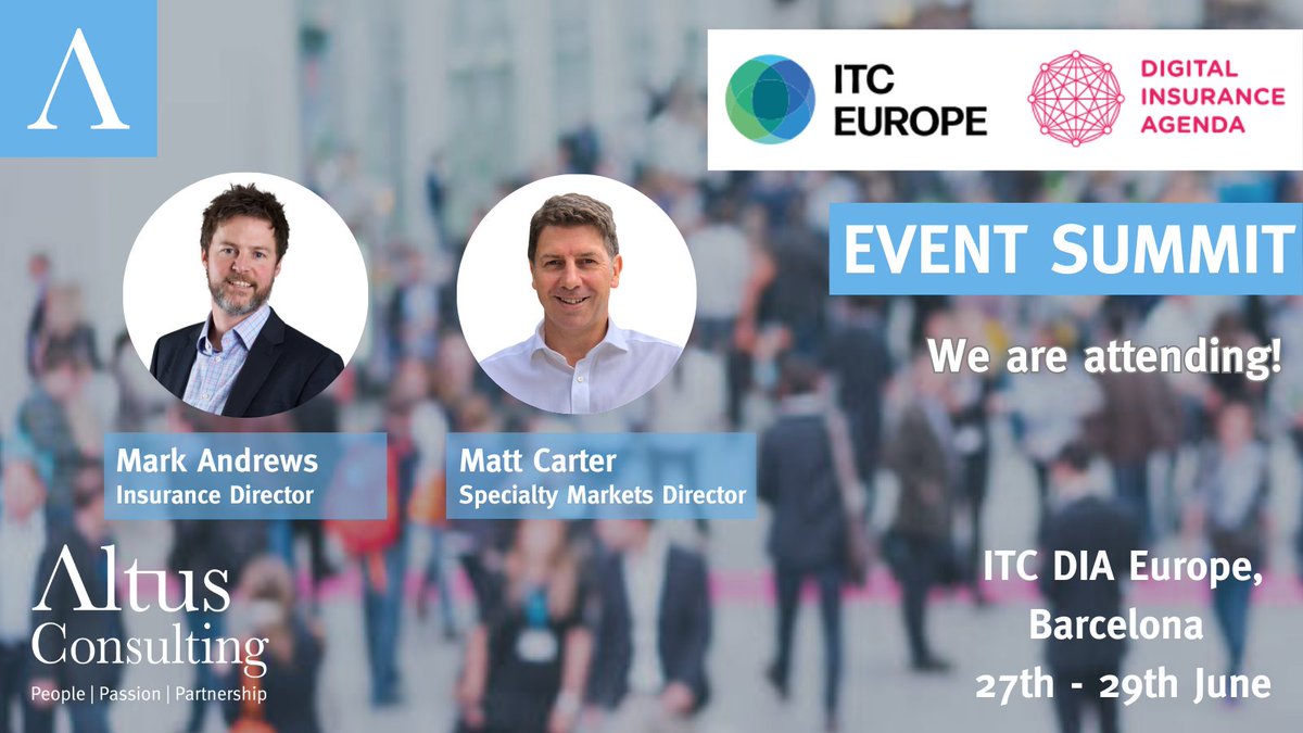 We are attending the highly anticipated #ITCDIAEurope 2023 in a few days time!

If you would like to schedule a meeting with one of our Insurance Directors, connect with us via the ITC event networking app.

loom.ly/TVOe6GU
#Insurtech #InsuranceIndustry #Innovation