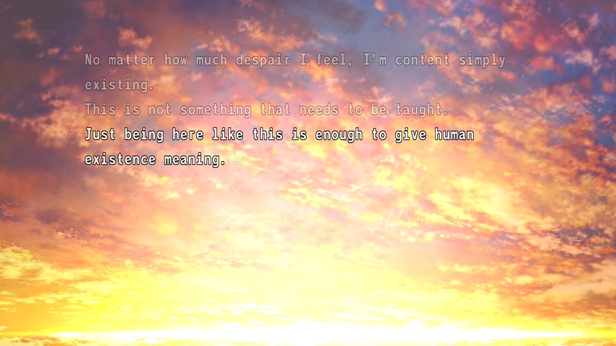 #Tsukihime 
Nasu can recite this life philosophy a hundred time and i will call it peak everytime.