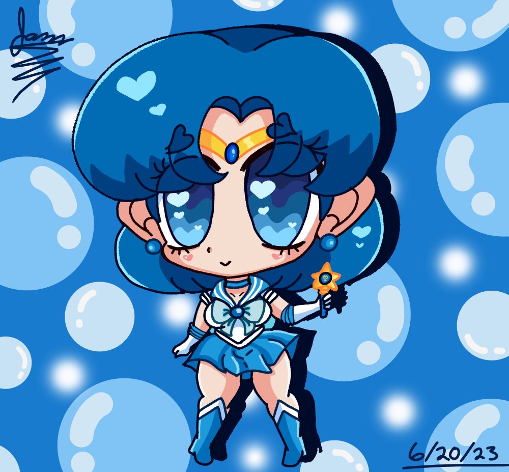 A fanart trade for @RealstripesPage of chibi Sailor Mercury! My favorite sailor scout from sailor moon. Also added a shadow for something new.
#chibi #chibiart #digitalart #DigitalArtist #FanArtFriday #fanart #SailorMoon #sailormercury #amimizuno
