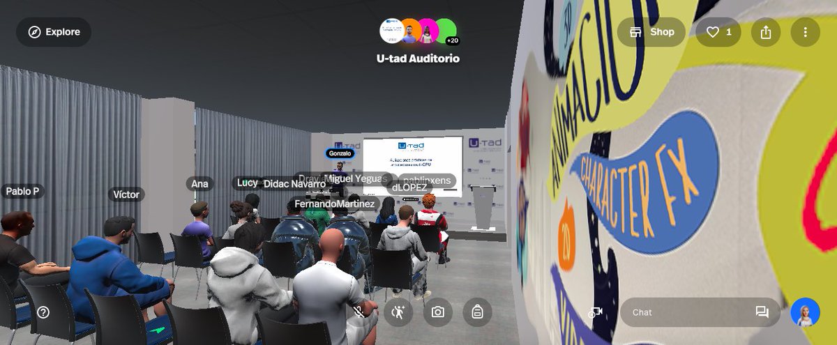 Hoy terminamos las clases del Experto en desarrollo #VR y del Master Universitario en Computación Gráfica con un seminario desde el protoMetaverso de U-tad. ☺️☺️!

A partir de ahora empiezan los Trabajos Finales que serán la guinda del pastel al aprendizaje de las titulaciones!