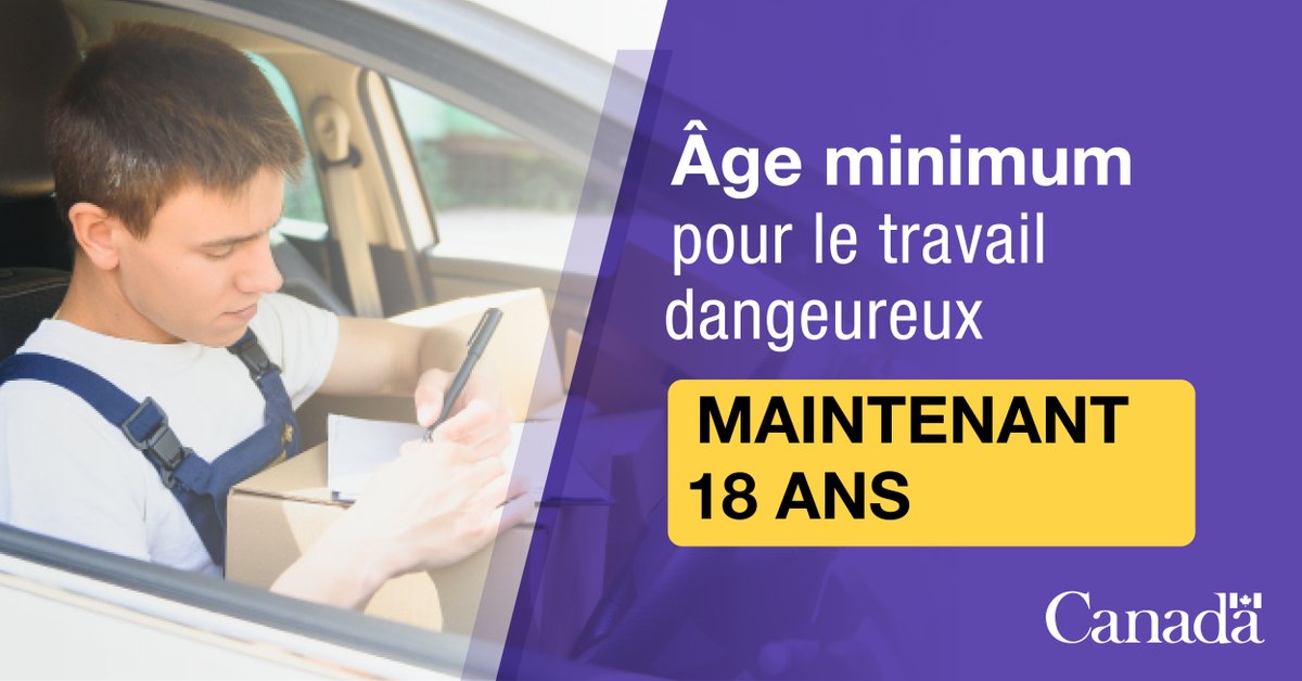 Employeurs : Depuis le 12 juin 2023, les nouveaux employés de moins de 18 ans dans le secteur privé sous réglementation fédérale ne sont pas autorisés à :
✔️ faire un travail dangereux
✔️ travailler la nuit
✔️ manquer l’école pour aller travailler

➡️ ow.ly/SFkK50OVOqR