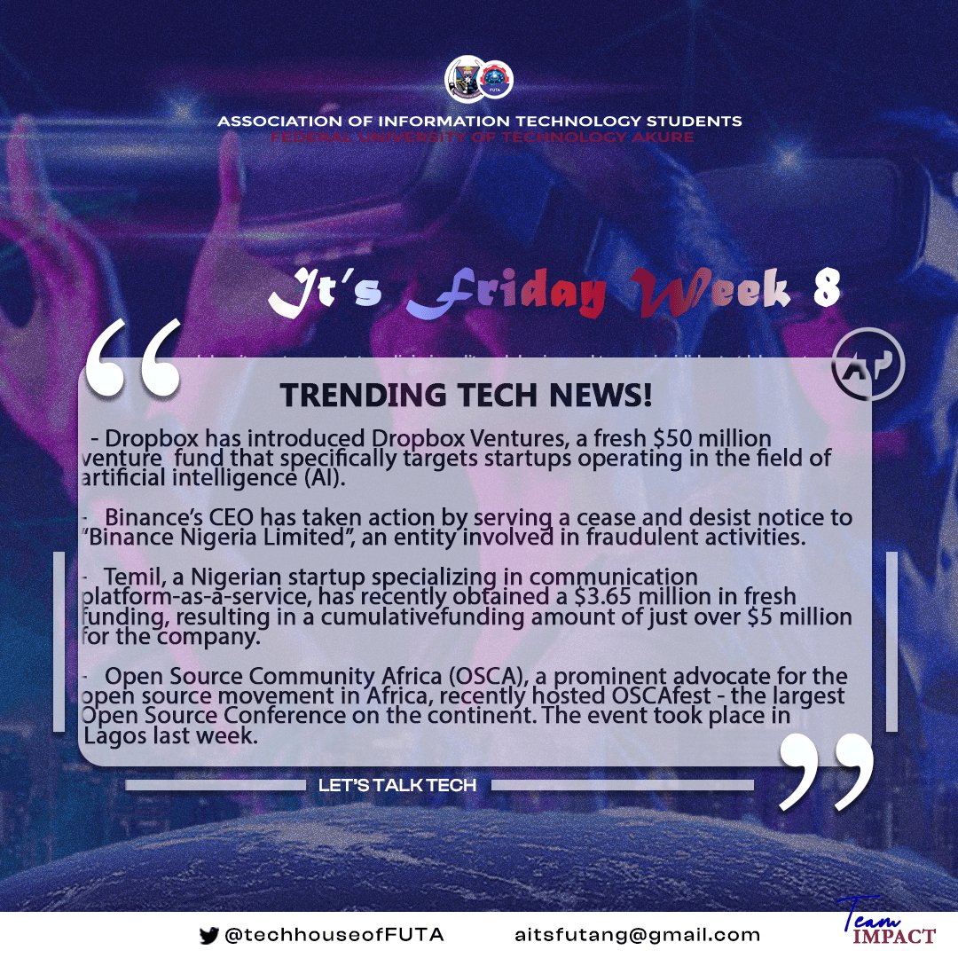 TechhouseofFUTA's tweet image. Let&apos;s Talk Tech. Shall we?🥰
#TGIF #TechFriday