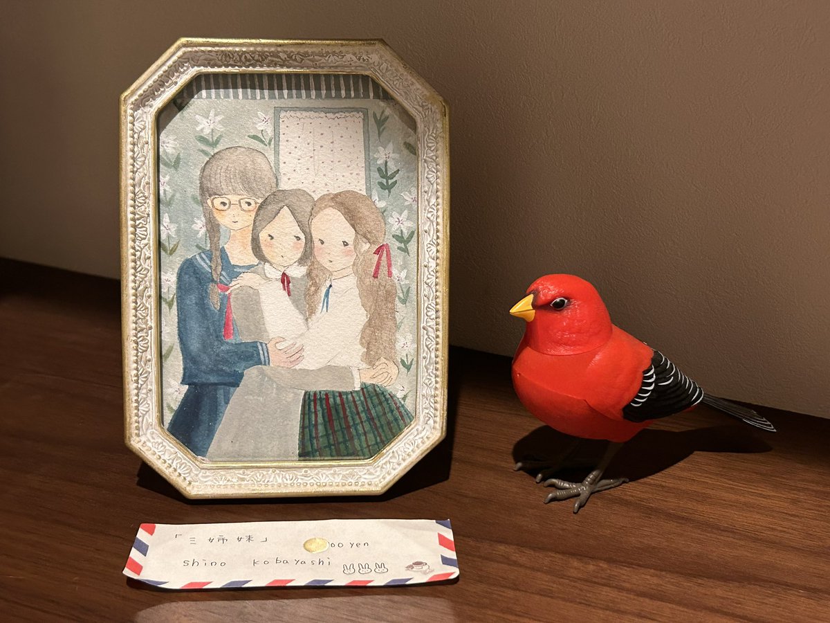 unshumikoto2020's tweet image. 本日、点滴堂さんから我が家へ小林しのさんの［三姉妹］女学生絵🖼️お迎えいたしました。末長く大切に保存致しますのでよろしくお願いします。
#小林しの
#点滴堂