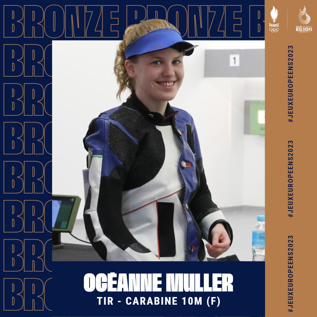 🇫🇷 +1 🥉 !

Océanne Muller remporte le bronze en tir, sur l’épreuve de carabine 10m 💥

#JeuxEuropeens2023 #AllezLesBleus