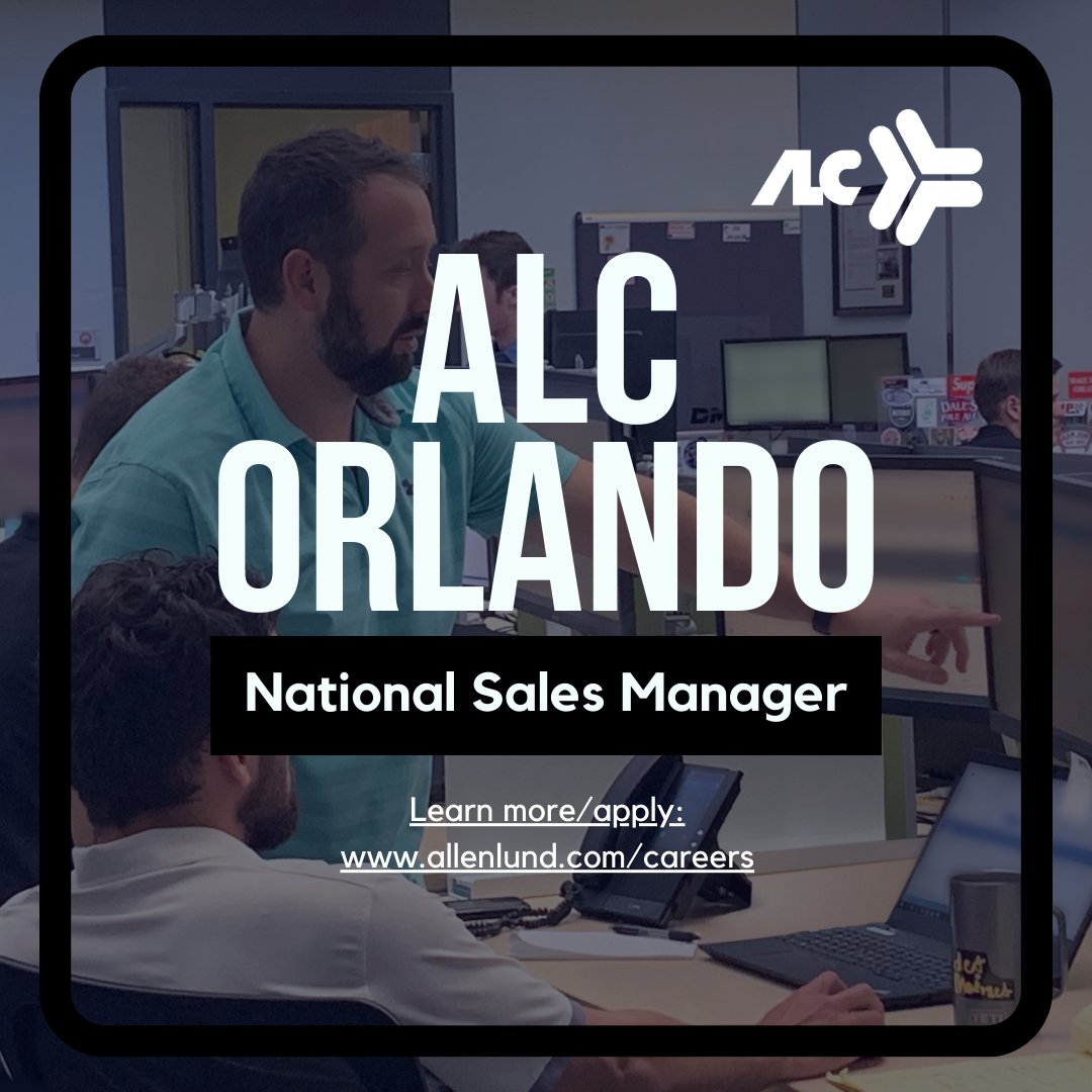 ALC Orlando is hiring!
To learn more/apply click here:
bit.ly/462sCz4

#AllenLund #Hiring #3PL #sales #ALCOrlando #freight #logistics #familyowned #nationalsalesmanager #transportationindustry