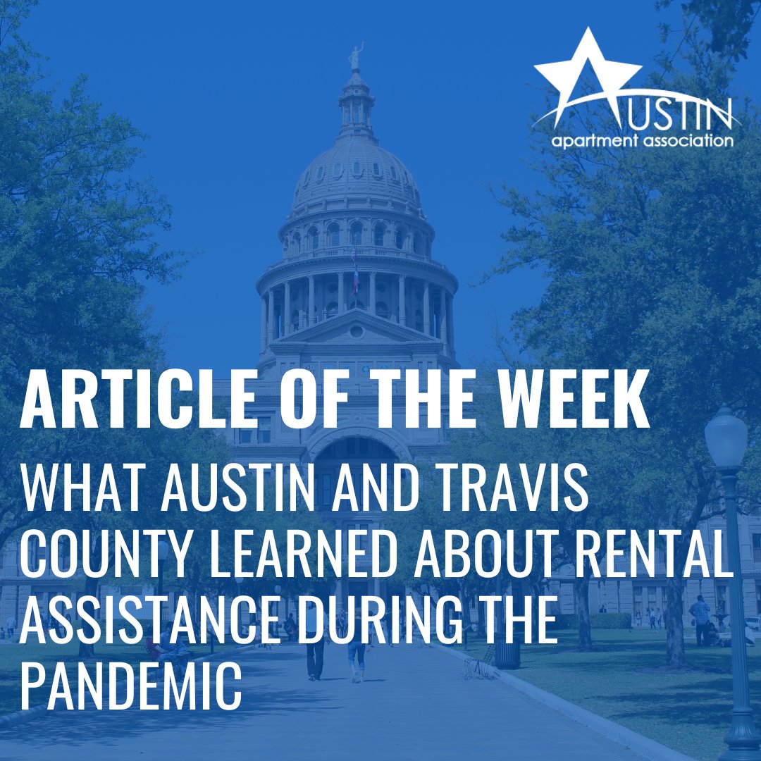 Article of the Week: What Austin and Travis County learned about rental assistance during the pandemic

Read the article: ow.ly/oFAs50OVPzr

#articleoftheweek #recentheadlines