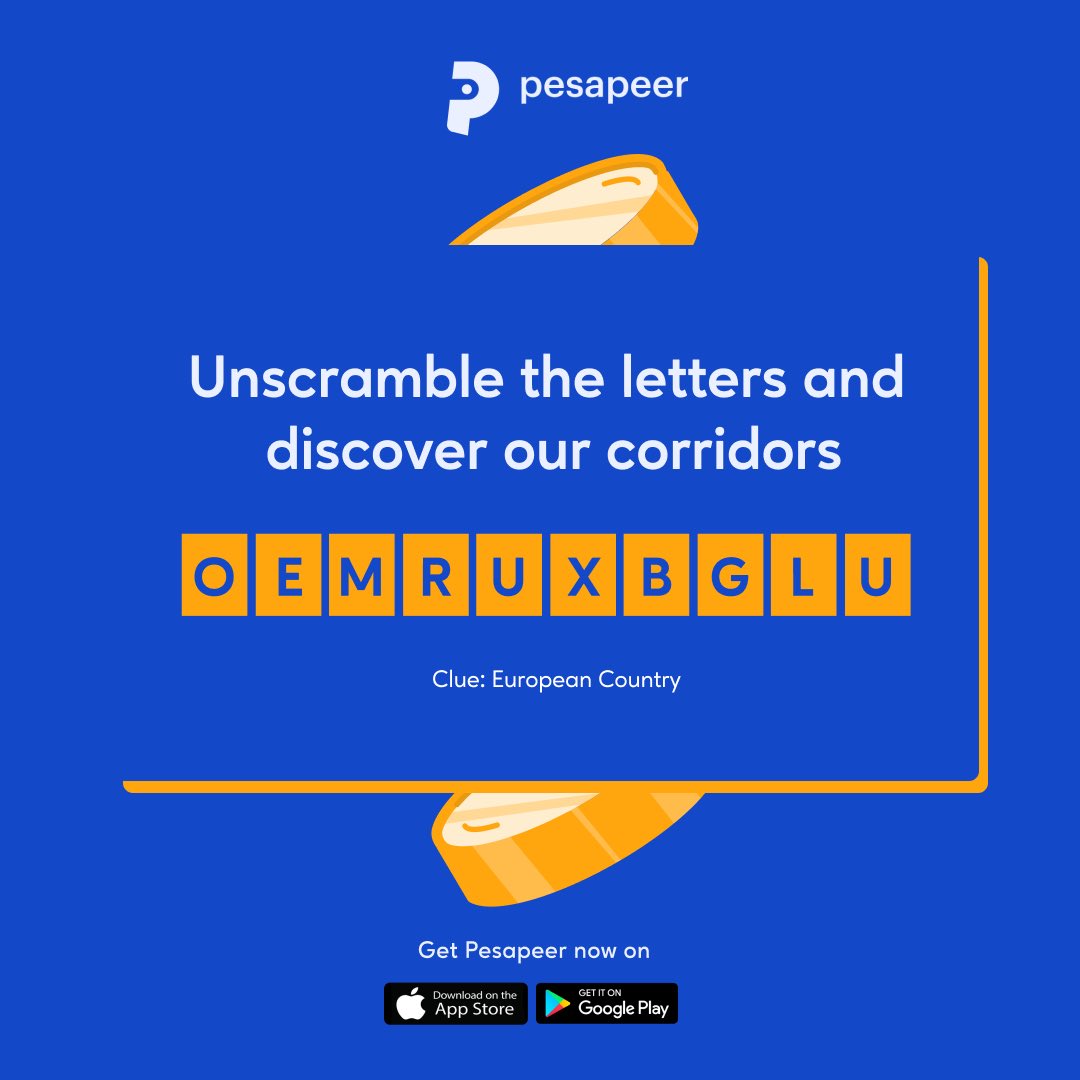 Can you solve the puzzle and identify the country? 🤔💭

Hint: European Country 

Share your answers in the comment section. 

#Pesapeer #onlinemoneytransfer #instantpayments #fundstransfer #moneytransfer #UnscrambleChallenge #EuropeanCountry #guesstheword