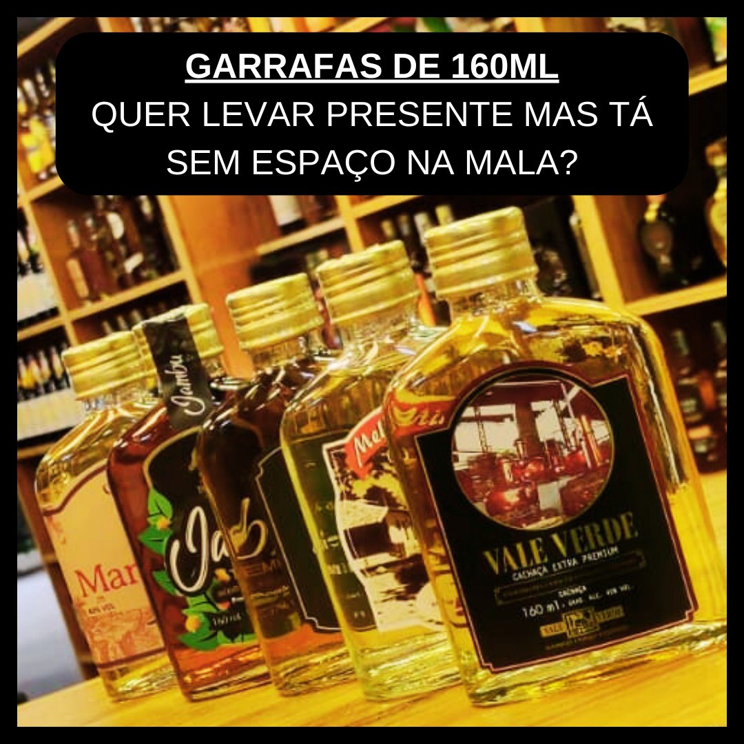 cachacariasp's tweet photo. ✈ Essas garrafinhas de 160ml são ótimas para viagem, já que são facilmente acomodadas na mala utilizando os demais itens como proteção adicional 😉

#cachaçariasp #cachaçaria #cachaçapremium #brazillianspirits #sugarcanespirits #souvenirs #presente https://t.co/cXt1jDTK0B
