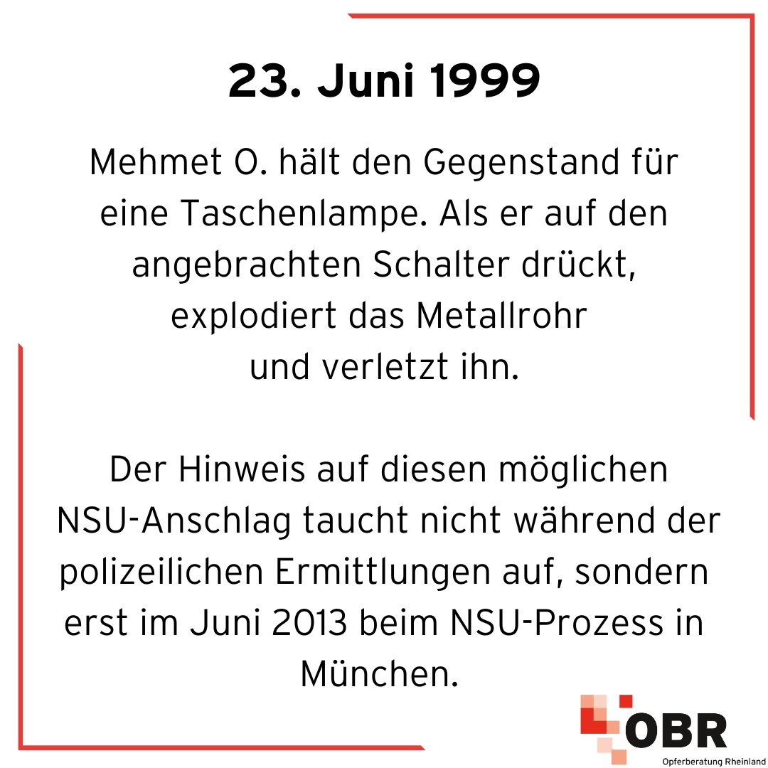 #andiesemTag vor 24 Jahren überlebte Mehmet O. schwer verletzt den ersten rassistischen Sprengstoffanschlag des #NSU-Netzwerks in #Nürnberg.