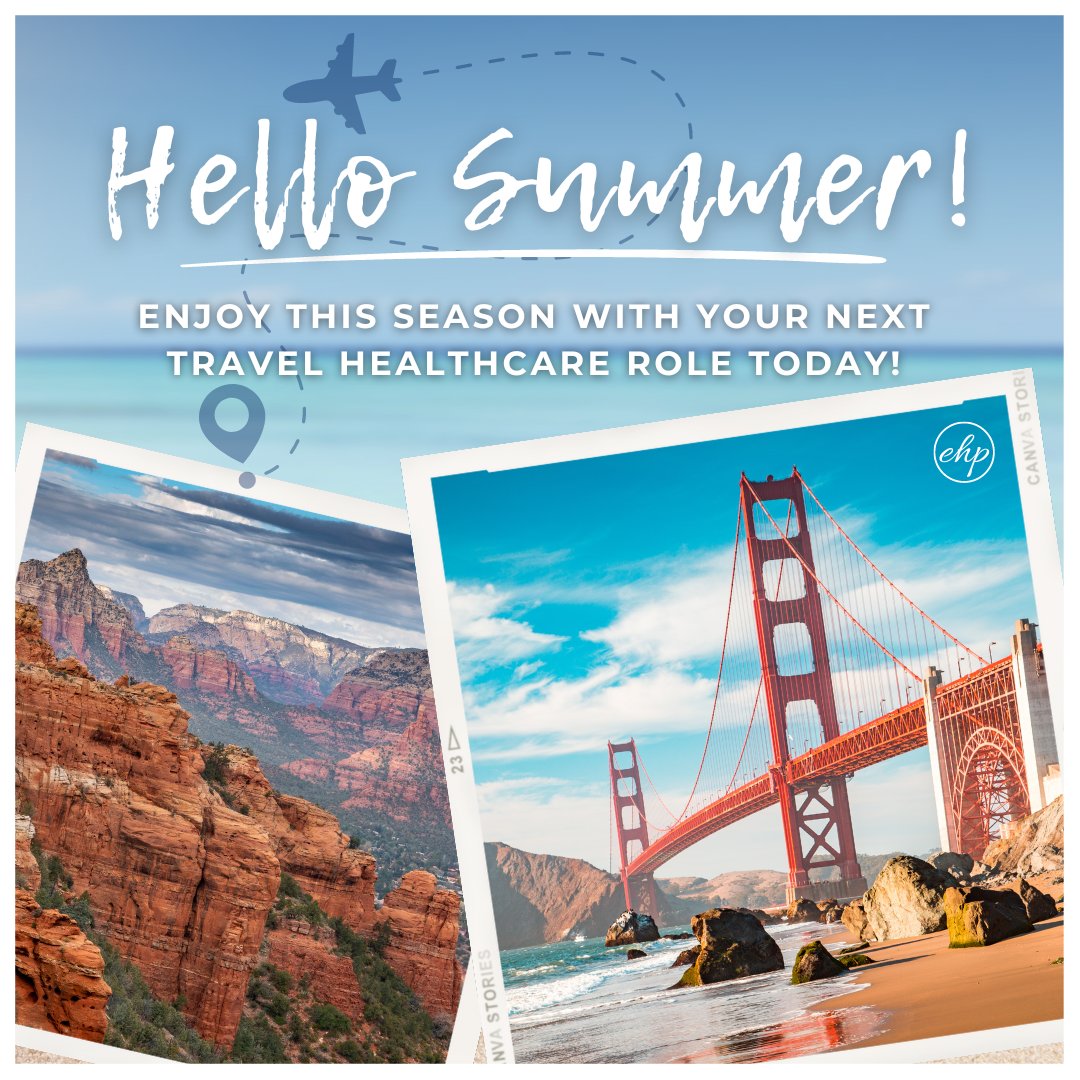 🏖️ Explore stunning destinations, provide exceptional care and make unforgettable memories this summer. 🌊🩺

Apply today. 💪✈️
ow.ly/PSNV50OV4ln

#EHP #Hiring #HealthcareJobs #TravelHealthcare #TravelNurseJobs #TravelNurseLife #AlliedHealth #AlliedHealthJobs #TravelForWork