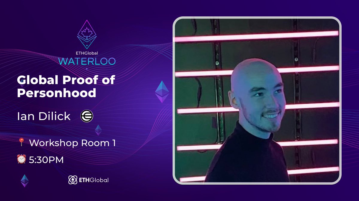 ETHGlobal's tweet image. Joining from the @worldcoin team, we have @0xPenryn with a workshop on

ℹ️ "Global Proof of Personhood"

⏰ 05:30PM ET
📍 Workshop Room 1

🎥: ethglobal.tv/waterloo2023-w…