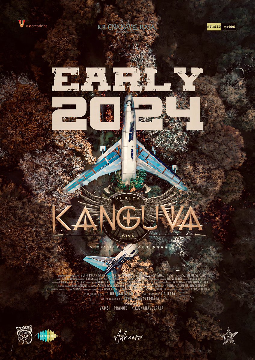 #Kanguva - Plane Crashes in the Middle of a Forest. What next? 

(context: rumours that there’s a fight on a plane in a forest)

Concept Poster 🛩️ | Landing Early 2024