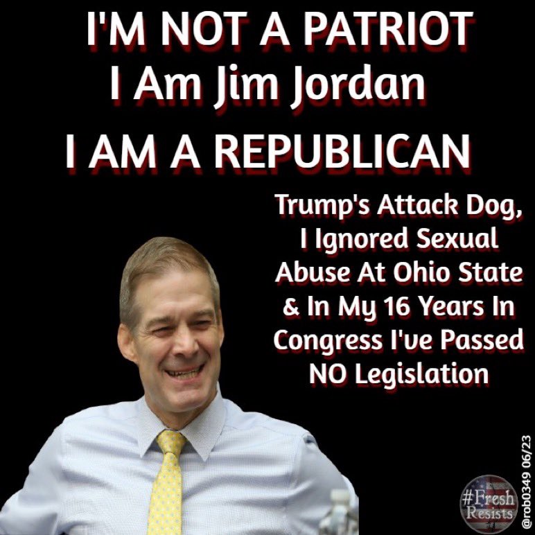 “If you cannot be on the right side of sexual abuse… you have no backbone to be able to stick up for the Constitution.” ~@TamieUSCongress

Gym Jordan … a "significant player" in efforts to overturn the 2020 election results.

One of the LEAST effective legislators in Congress.