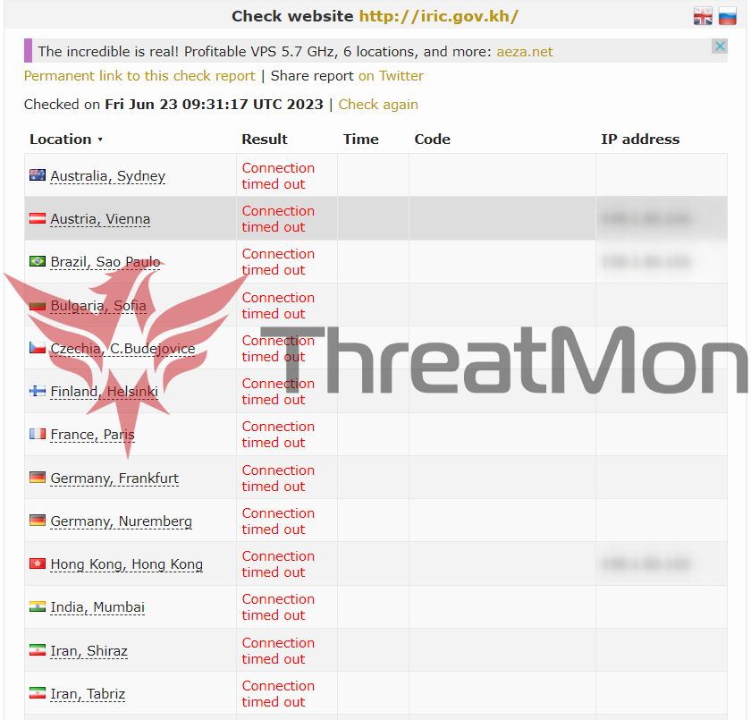 According to a #Darkweb #Telegram Activity detected by ThreatMon Threat Intelligence Team, a threat actor named '177 Members Team' has targeted #Cambodia. A #DDoS attack on the website of the #Institute for #International #Relations #Institute of #Cambodia rendered it unavailable…