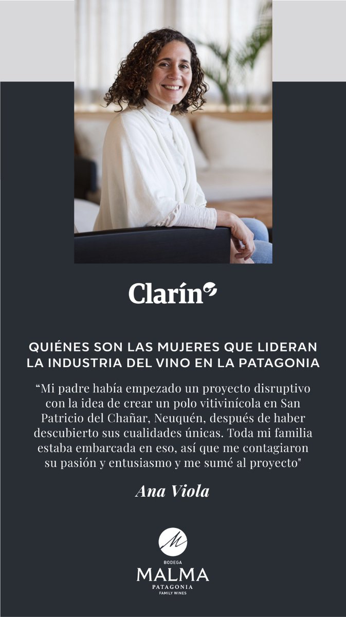 "Quiénes son las mujeres que lideran la industria del vino en la Patagonia"

Nota de <a href="/clarincom/">Clarín</a> 
urlis.net/o7v70mvt

#MalmaWines #WinesOfPatagonia @AnaViolaBodega