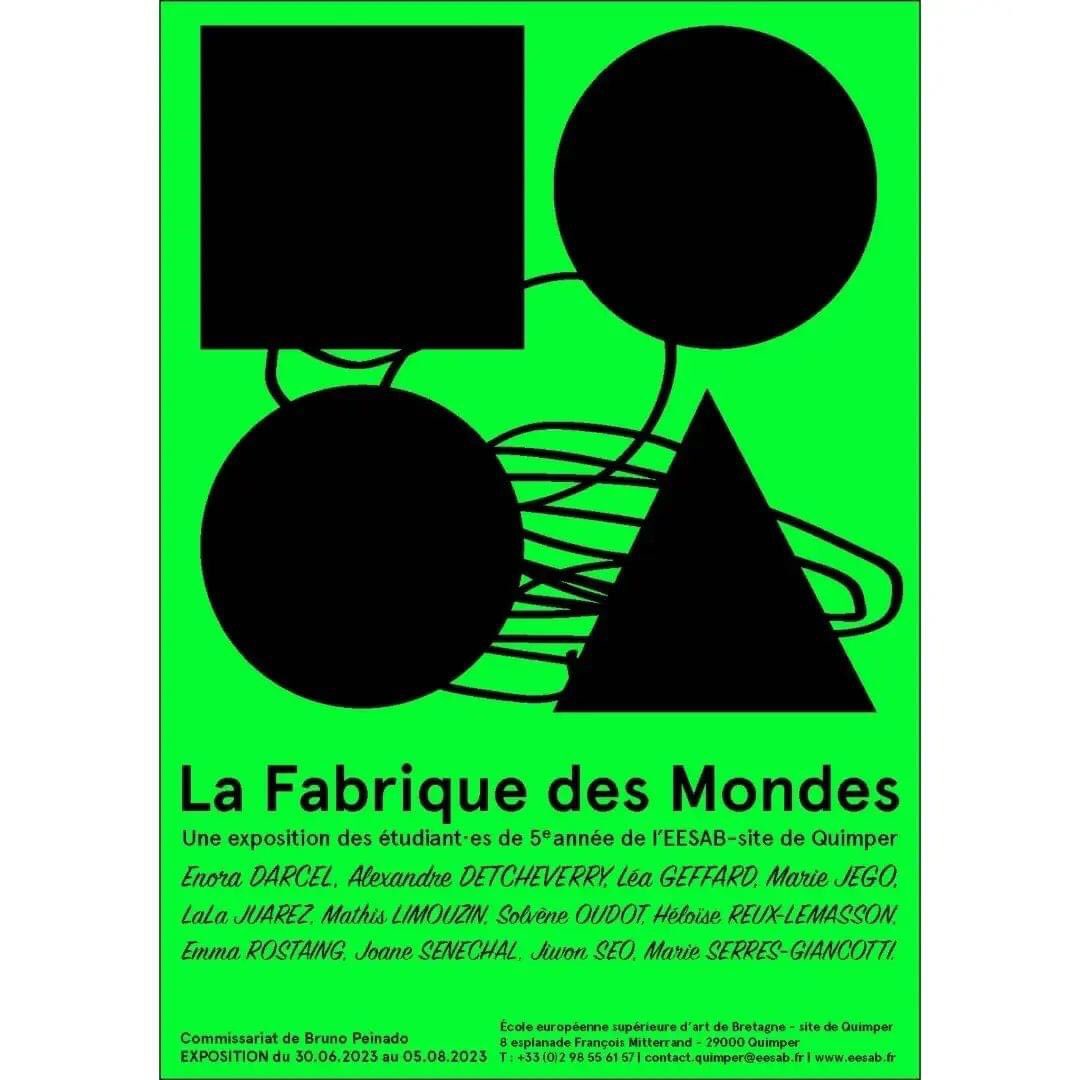 EESAB - site de QUIMPER (@eesab_q) on Twitter photo 🌷La Fabrique des Mondes🌷
🌈Exposition des étudiant·es de 5e année - Commissariat : Bruno Peinado <a href="/EESAB_Q/">EESAB - site de QUIMPER</a> : Du 30 juin au 5 août 2023
🍭 Vernissage : jeudi 29 juin, 18h
<a href="/CherieFMQuimper/">Chérie FM Quimper 📻 ✴️</a>
<a href="/TebeoTV_Tebesud/">Tébéo & Tébésud TV - Les Télés Locales Bretonnes</a>
<a href="/OuestFrance29/">Ouest-France 29</a>
<a href="/TLGQuimper/">Le Télégramme Quimper</a>
<a href="/CoteQuimper/">Côté Quimper</a>
#exposition 🌷La Fabrique des Mondes🌷
🌈Exposition des étudiant·es de 5e année - Commissariat : Bruno Peinado <a href="/EESAB_Q/">EESAB - site de QUIMPER</a> : Du 30 juin au 5 août 2023
🍭 Vernissage : jeudi 29 juin, 18h
<a href="/CherieFMQuimper/">Chérie FM Quimper 📻 ✴️</a>
<a href="/TebeoTV_Tebesud/">Tébéo & Tébésud TV - Les Télés Locales Bretonnes</a>
<a href="/OuestFrance29/">Ouest-France 29</a>
<a href="/TLGQuimper/">Le Télégramme Quimper</a>
<a href="/CoteQuimper/">Côté Quimper</a>
#exposition