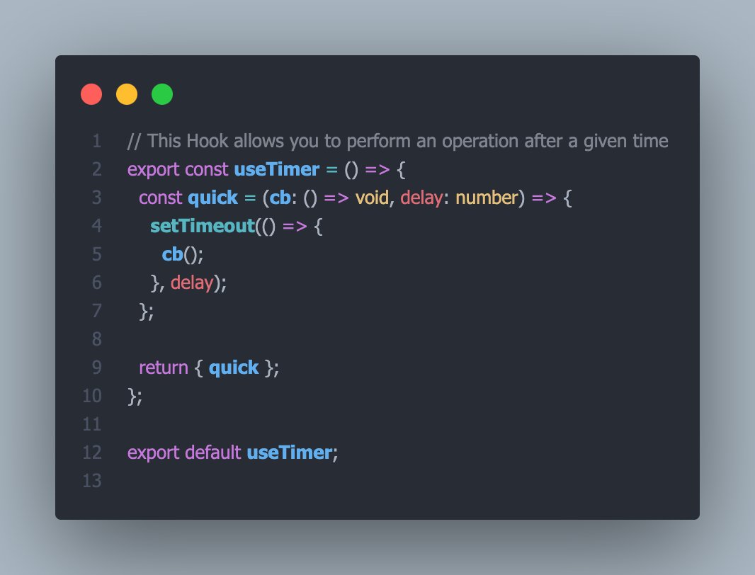 jeremytechie's tweet image. Hi There 👋... I Wrote a simple React Hook that allows you to perform an operation after a specified amount of time.

I called it useTimer, lols Stupid ?? maybe you can suggest a better name 

#reactjs #ReactHooks #DevOps #MidjourneyAI