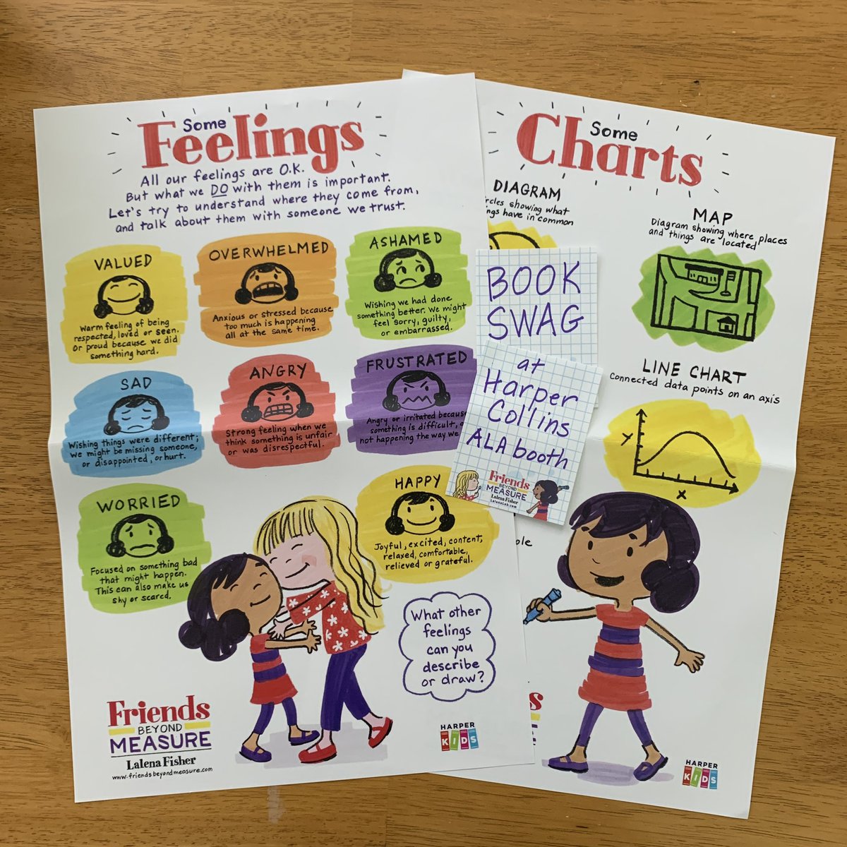 Get cute+useful (cuseful?) #bookswag for four-starred #picturebook #FriendsBeyondMeasure at the @HarperCollins booth 3611 #ALAAC23 ! Posters on Feelings and Charts, below. 
@HarperChildrens @HarperChildrens 
#libraryconference  #librariestransform #ala2023 #librarian