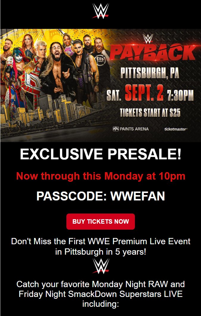 WrestleTix on Twitter: "🎟️🎟️🎟️WWE Payback Presale 🎟️🎟️🎟️ The WWE