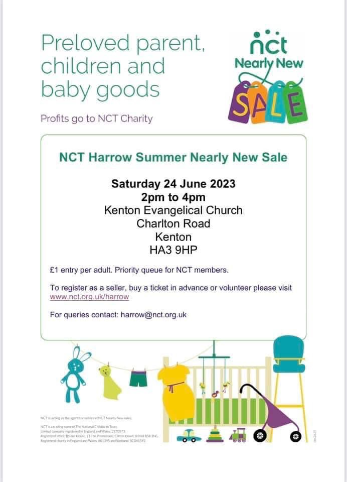 Nearly New Sale #nct #harrow #kenton Sat 24 June <a href="/KEC_Harrow/">Kenton Evangelical</a> <a href="/NCTcharity/">NCT</a> <a href="/NCTBarnet/">NCT Barnet</a> <a href="/NCTWatford/">NCT Watford</a> <a href="/NCTEaling/">NCT Ealing branch</a> <a href="/NCTNWLondon/">North West London NCT</a> <a href="/NCTHillingdon/">NCT Hillingdon</a>