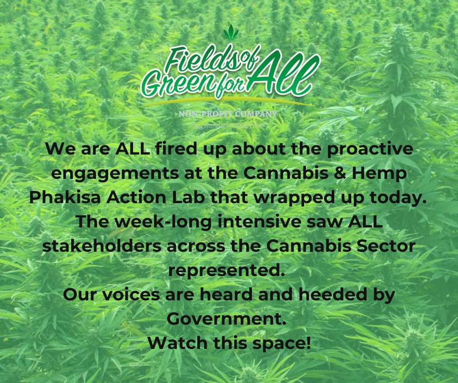 Our Superhero Myrtle Clarke spent an intensive week engaging with &amp; educating stakeholders &amp; government at the Cannabis &amp; Hemp Phakisa Action Lab - we feel confident that our lawmakers are finally laying the foundation for an inclusive Cannabis Sector.
#dagga #policy #reform