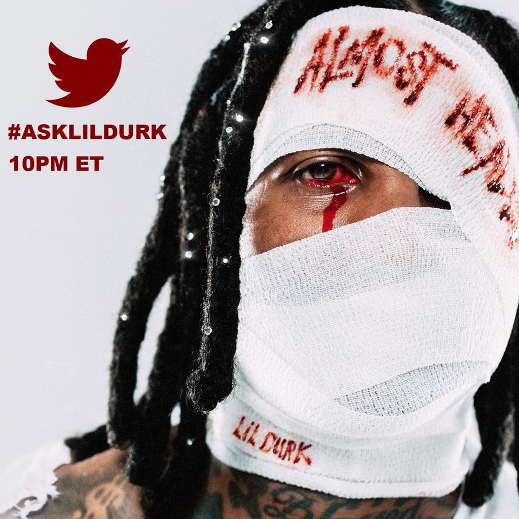 You kno what time it is. Reply to this tweet using #AskLilDurk   and imma be online answering at 10pm ET

Almost Healed at midnight ❤️‍🩹