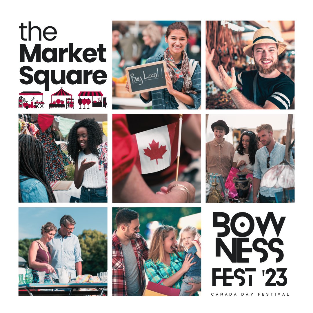 bownessfest's tweet photo. There is something for everyone at "the Market Square" at BownessFest 2023! Featuring over sixty incredible vendors from across the region, around the province, and even as far east as Halifax.

Get more info at https://t.co/SEU8XLEEEX, and come celebrate Canada Day with us. 🇨🇦🛍️ https://t.co/LsQ8sEuwFu