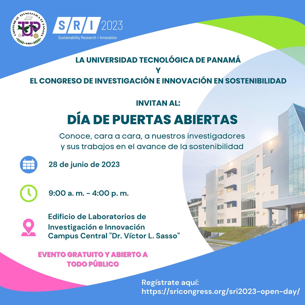 UTPInvestigación (@utpinvestiga) on Twitter photo Le invitamos a participar del Día de Puertas Abiertas en la <a href="/utppanama/">UTP Panamá</a>
Anota la fecha: miércoles 28 de junio de 2023, 9:00 a. m. Edificio de Laboratorios de Investigación e Innovación - UTP.
Reistro en: sricongress.org/sri2023-open-d… Le invitamos a participar del Día de Puertas Abiertas en la <a href="/utppanama/">UTP Panamá</a>
Anota la fecha: miércoles 28 de junio de 2023, 9:00 a. m. Edificio de Laboratorios de Investigación e Innovación - UTP.
Reistro en: sricongress.org/sri2023-open-d…
