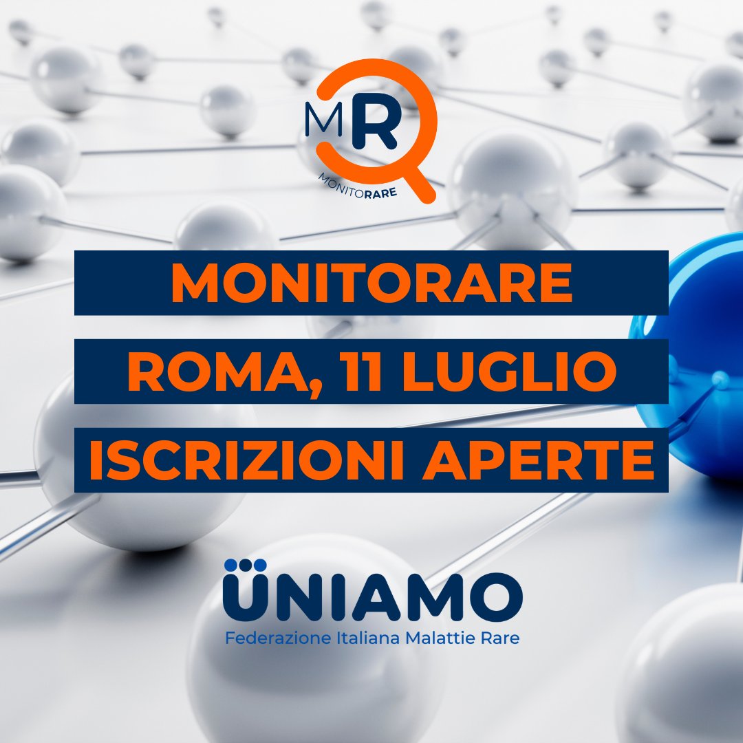 🟠🟠 #MonitoRare2023: ISCRIZIONI APERTE!

🔍 L'11 luglio a Roma presenteremo il IX Rapporto sulla condizione delle persone con #malattiarara in Italia, sarà una giornata ricca di appuntamenti rivolti a professionisti, #Associazioni, #pazienti, famiglie e a tutti gli interessati.