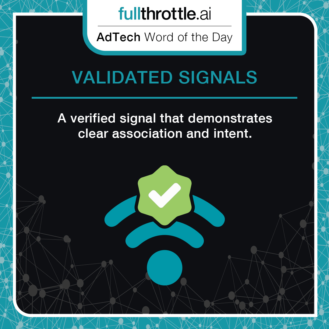 📢 AdTech term of the day: Validated Signal! It's a reliable data point that informs ad targeting, optimization, and attribution decisions. Crucial for data-driven decisions in AdTech!

Learn more: fullthrottle.ai/glossary/valid…

#fullthrottleAI #adtech