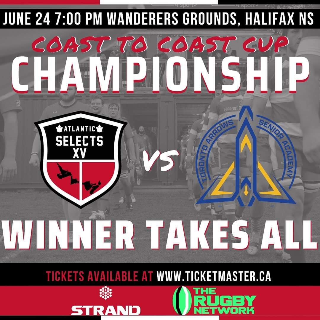 The stage is set, @AtlanticSelects   <a href="/ArrowsSrAcademy/">Toronto Arrows Senior Academy</a> will play for the 2023 Coast to Coast Cup National Championship! Kickoff is set for 7pm, don’t miss this chance to watch the future of Canadian rugby at Wanderers Grounds in Halifax! 

Get your tickets!
am.ticketmaster.com/hfxwanderers/p…