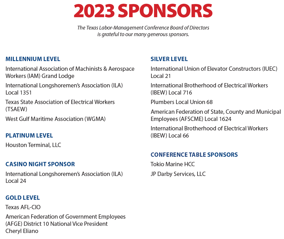 TexLMConference's tweet photo. Thank you to our 2023 Sponsors! https://t.co/10nXVU6h9f