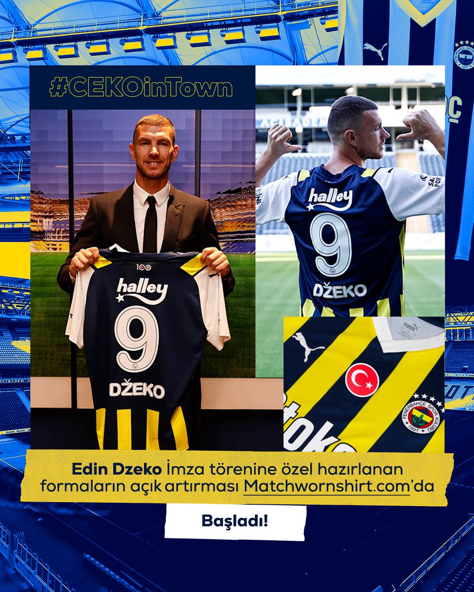 Fenerbahce's tweet photo. Yeni transferimiz Edin Dzeko’nun imza töreni hatırası için hazırlanan formaların açık artırması https://t.co/Obc0mePcFJ’da başladı. Açık artırmaya katıl, bu özel günün hatırasına bir ömür boyu sahip olma şansını yakala! ��💙  

https://t.co/GKakxDMHOx https://t.co/LTyLVr8MQk