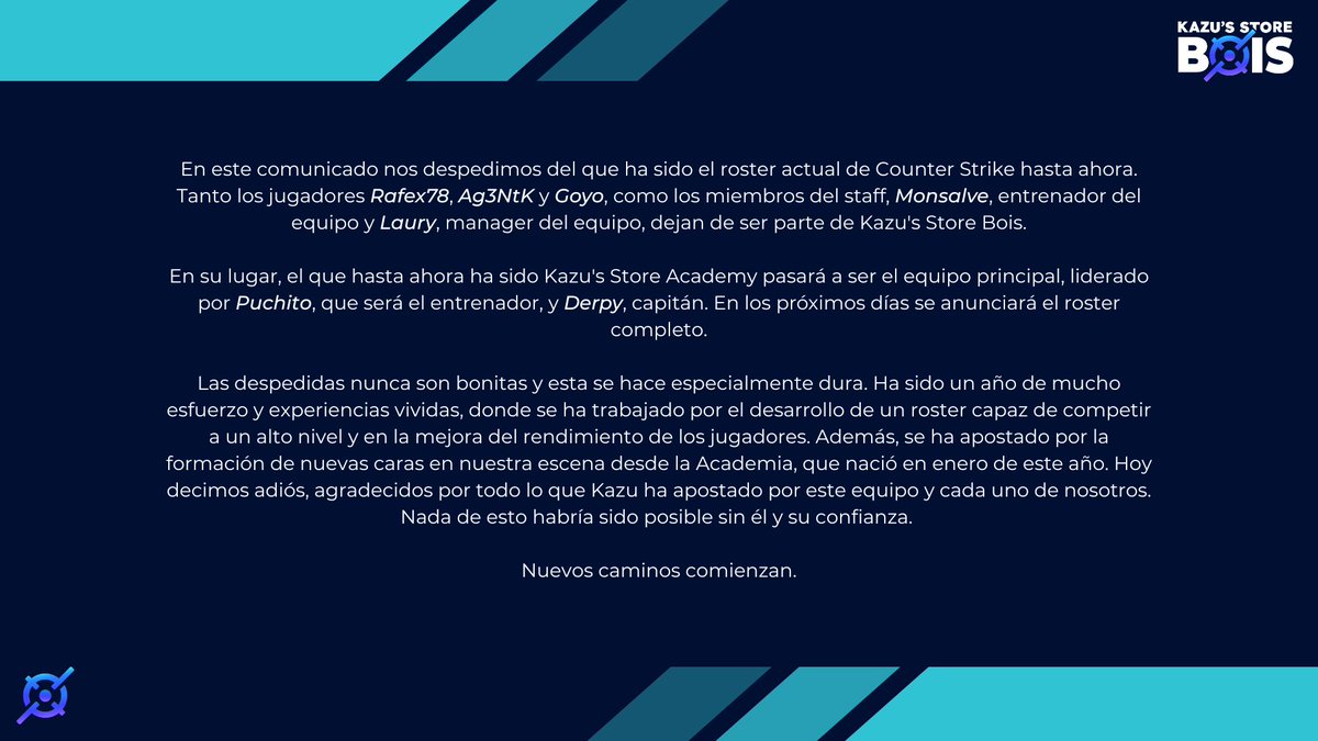📜💔 Despedida del roster actual Kazu's Store Bois.
