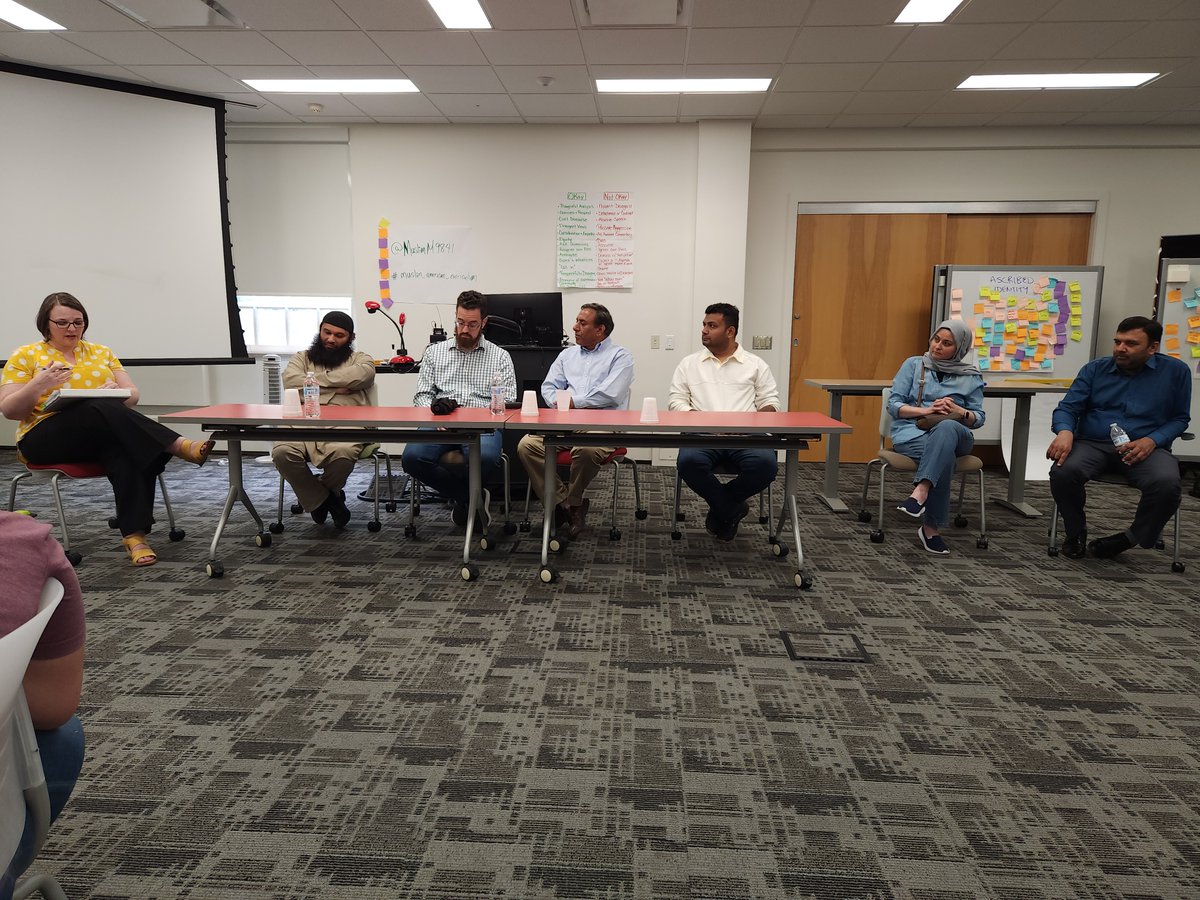 MuslimM9841's tweet photo. Day 4 ended strong with a discussion panel where we learned from Muslim parents and students. Their personal experiences in the Midwest and within the education setting were eye-opening and inspiring for our upcoming curriculum work. ✍
#muslim_american_curriculum https://t.co/702G5L47aw
