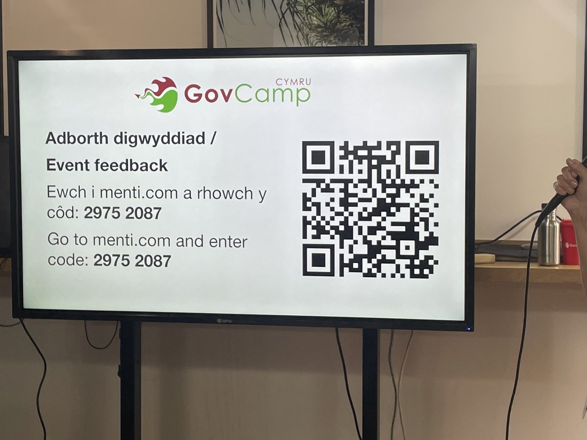 GovCampCymru's tweet photo. Angen eich adborth!
We want your feedback! 

Did you leave early? Make sure you let us know how you found today. 

Pop to https://t.co/e1bbO8r5oq and enter 2975 2087 

#gccy23 https://t.co/N6YtCskFZR