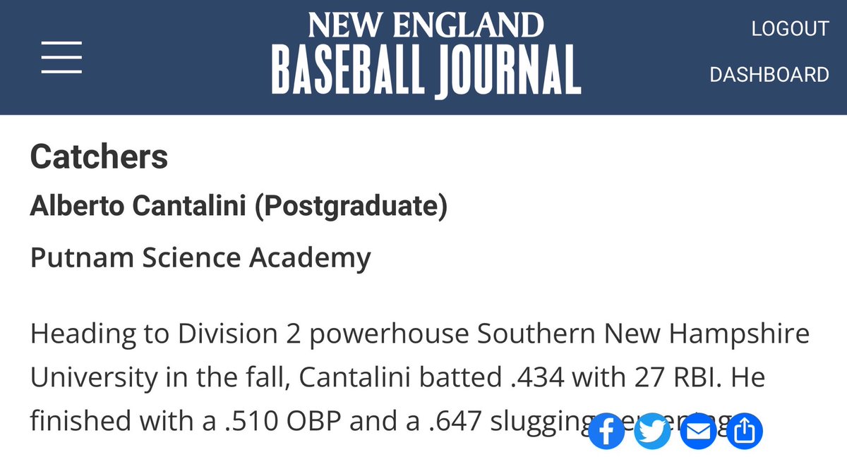 We are very proud to announce that Alberto Cantalini was selected to First Team All-NEBJ this season with Putnam Science Academy Baseball ⁦<a href="/_PSABaseball/">PSABaseball</a>⁩ ⁦<a href="/AthleticsPsa/">PSA_Athletics</a>⁩ ⁦<a href="/bhetu46/">Bob Hetu</a>⁩ #psafamily