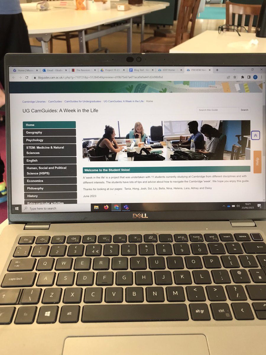 We have done an AMAZING job with creating a brilliant resource that is all about students and what they want to tell incoming students through the libraries CamGuides resource! A bit more editing to go but a sneak preview below 👇 #CamGuides libguides.cam.ac.uk/camguides/index